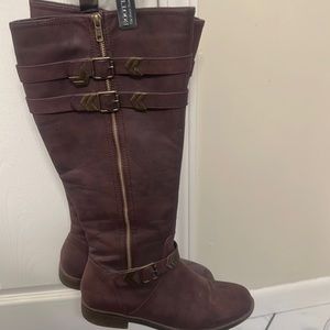 Karly Tall wide boots, wine color.